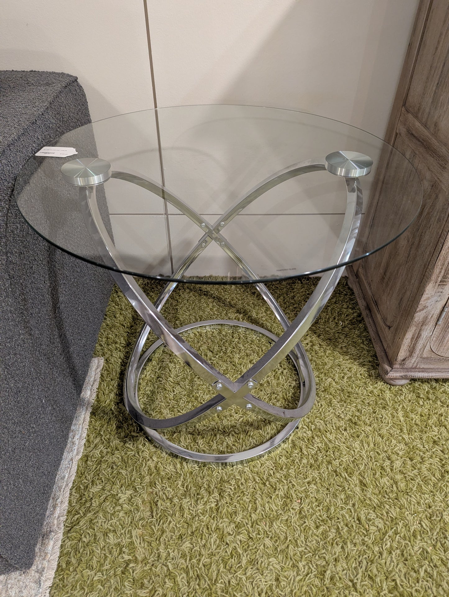 SILVER GLASS END TABLES